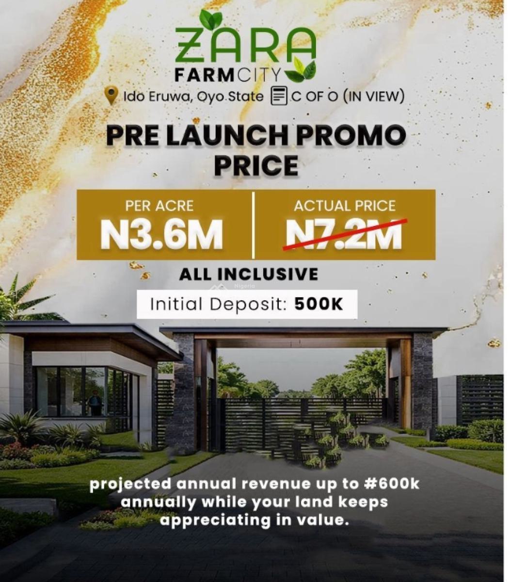 Govt Approved Farm Estate Strategically Located, Zara Farm City - Ido / Ido-eruwa Axis, Ibadan, Ido, Oyo, Commercial Land for Sale