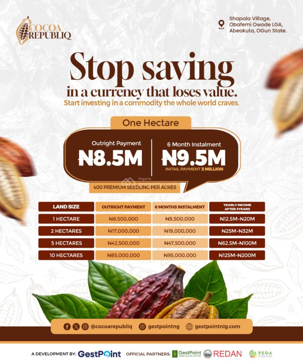 Cocoa Farm, Obafemi Owode, Ogun, Commercial Land for Sale