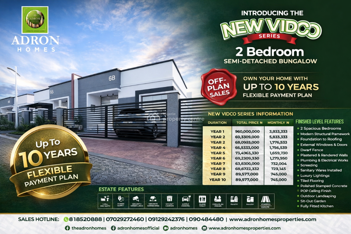 Own a Luxury 2 Bedroom Semi Detached Bungalow, Treasure Park Glasshouse. Estate, Simawa, Ogun, House for Sale