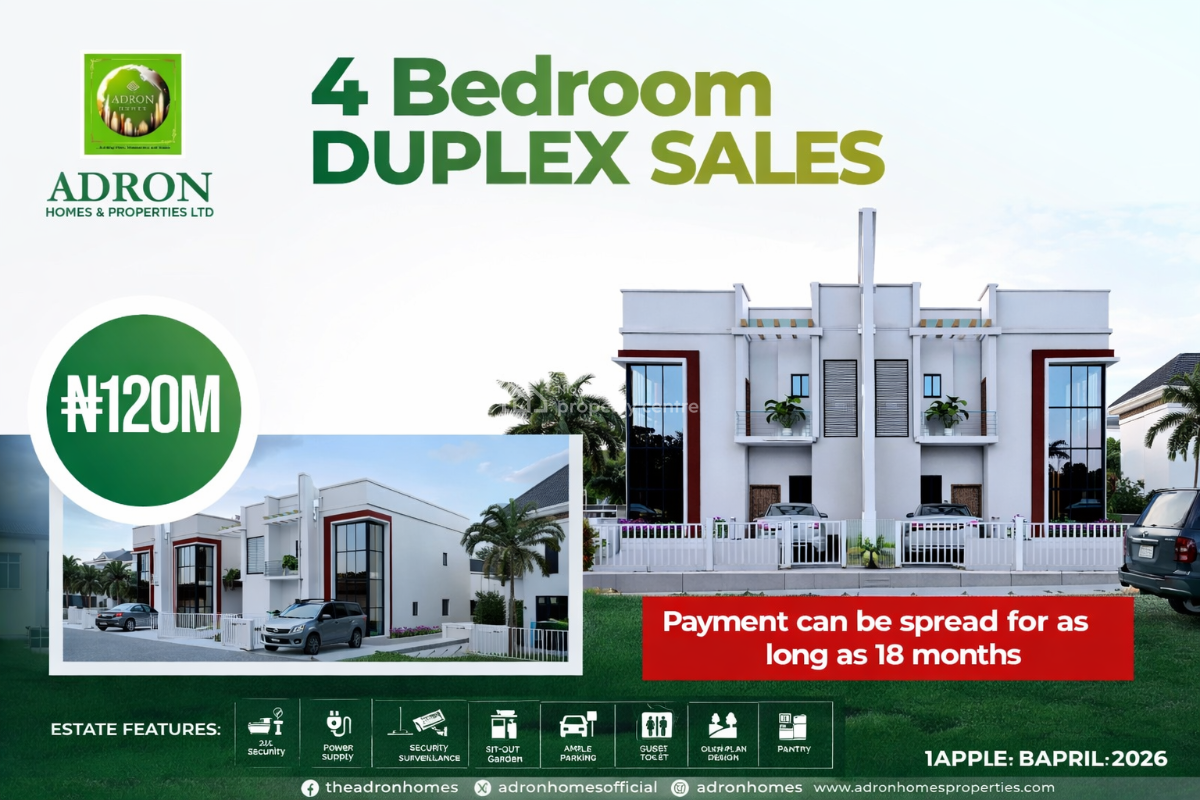 Own a Premium Luxury 4 Bedroom Duplex, Treasure Park and Gardens ,glasshouse. Estate, Simawa, Ogun, Semi-detached Duplex for Sale