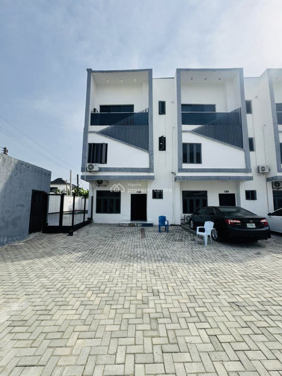 Exquisite 4 Bedroom Terrace Duplex with with  Pool, Ac and Bq, New Road . Chevron Axis, Lekki, Lagos, Terraced Duplex for Rent