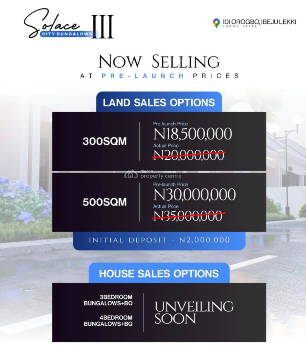 C of O Land, Solace City Estate, Ibeju Lekki, Lagos, Mixed-use Land for Sale