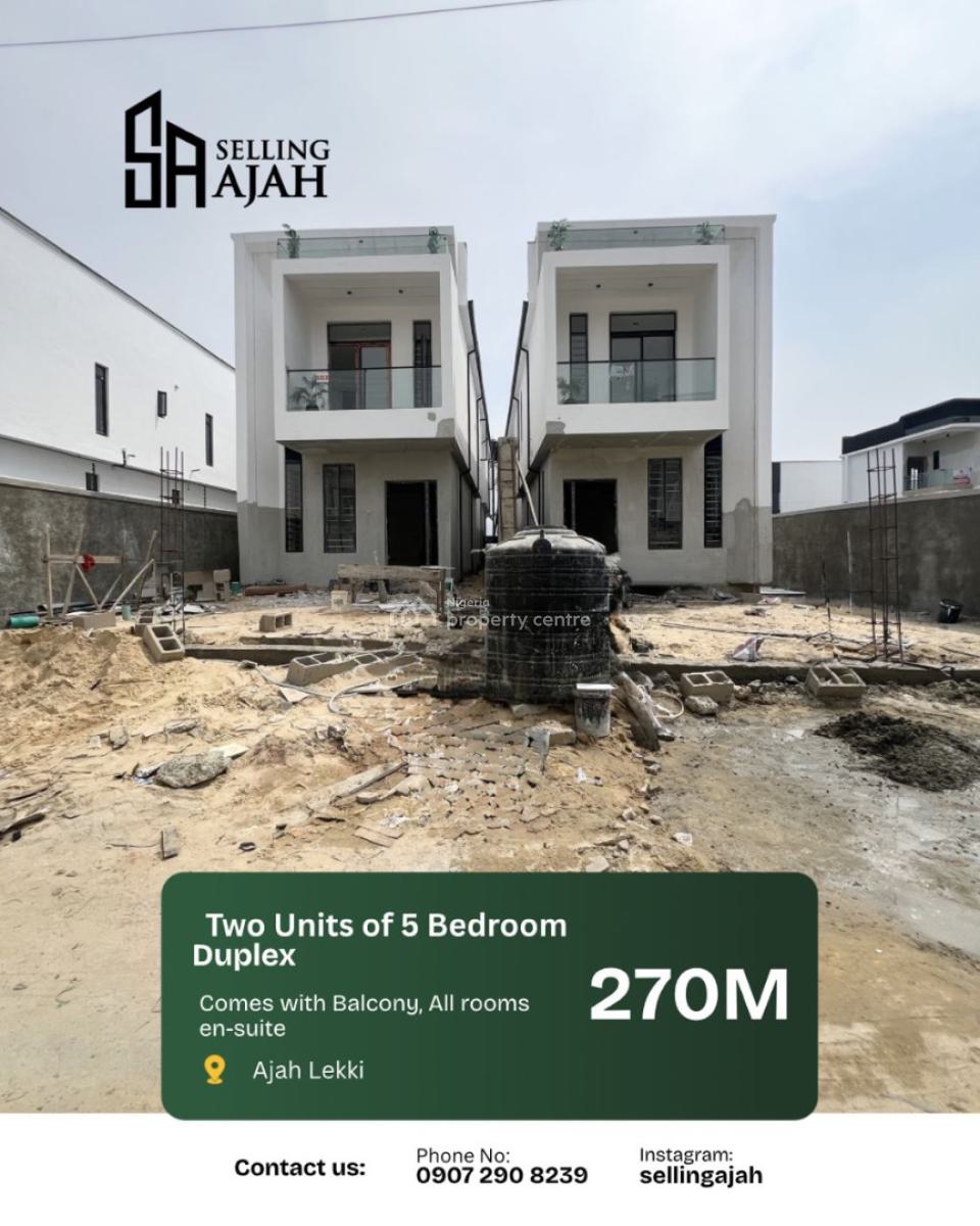 Contemporary 5 Bedroom Terrace Duplex, Lbs, Ajah, Lagos, Terraced Duplex for Sale