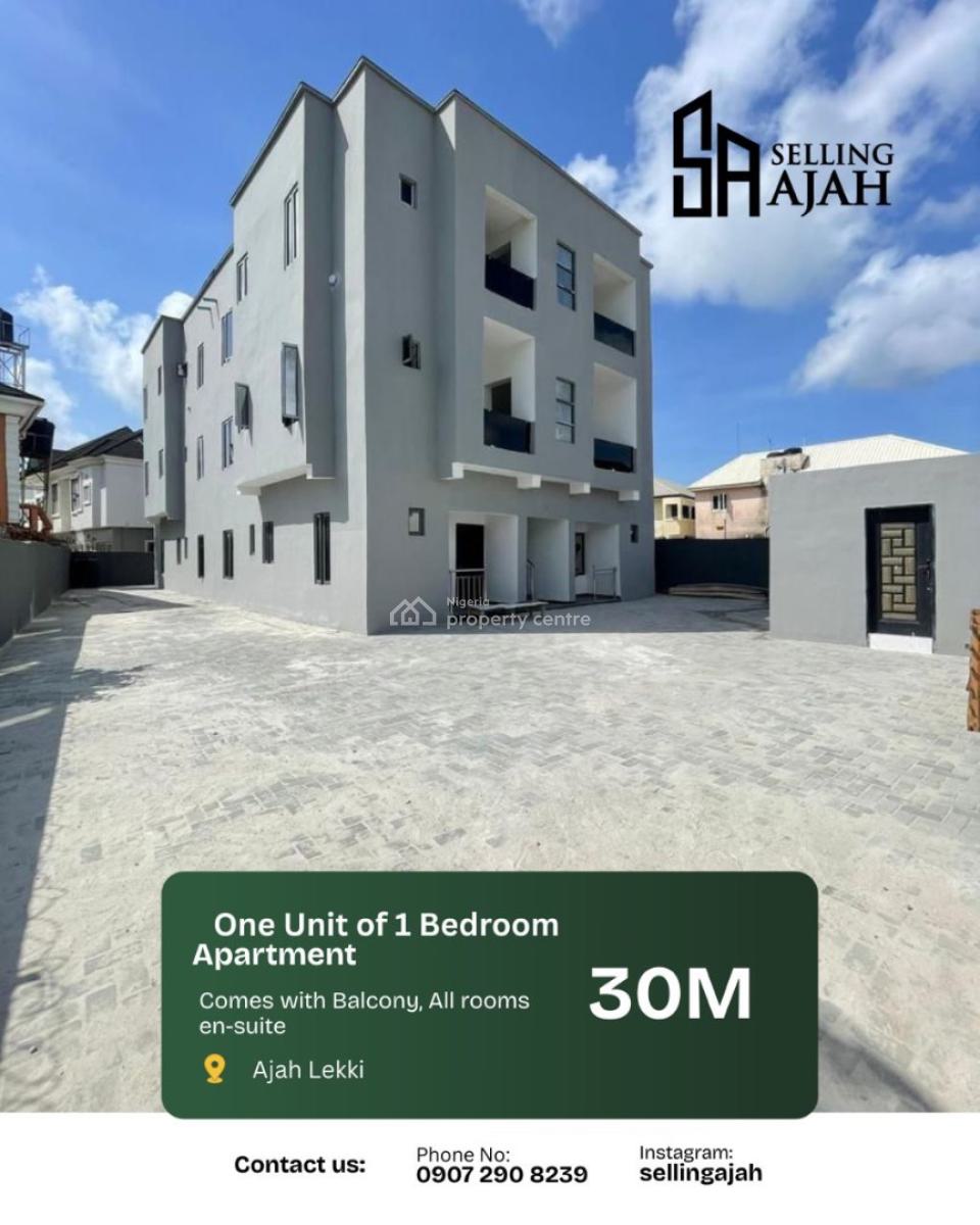 Well Built One Bedroom Apartment, Sangotedo Ajah Lekki, Ajah, Lagos, Block of Flats for Sale