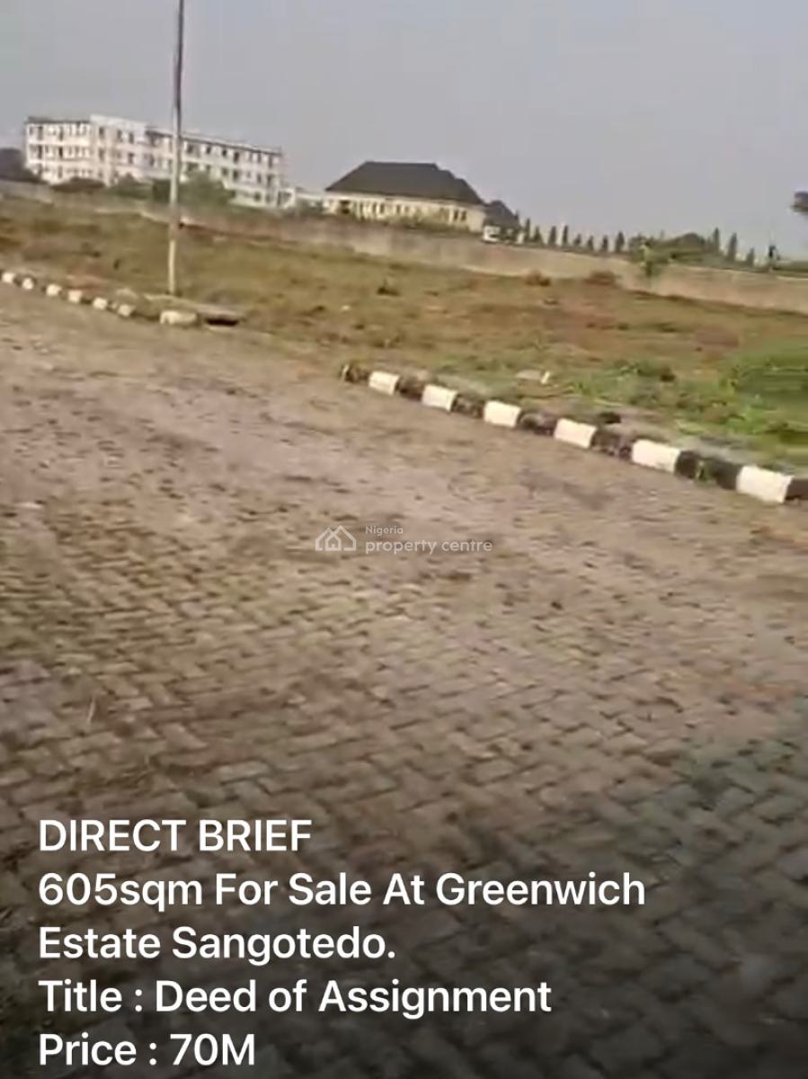 605 Sqm of Vacant Land, Greenwich Estate, Sangotedo, Ajah, Lagos, Residential Land for Sale