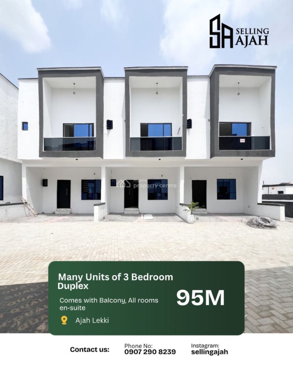 Three Bedroom Terrace Duplex, Abraham Adesanya, Ajah Lekki, Ajah, Lagos, Terraced Duplex for Sale