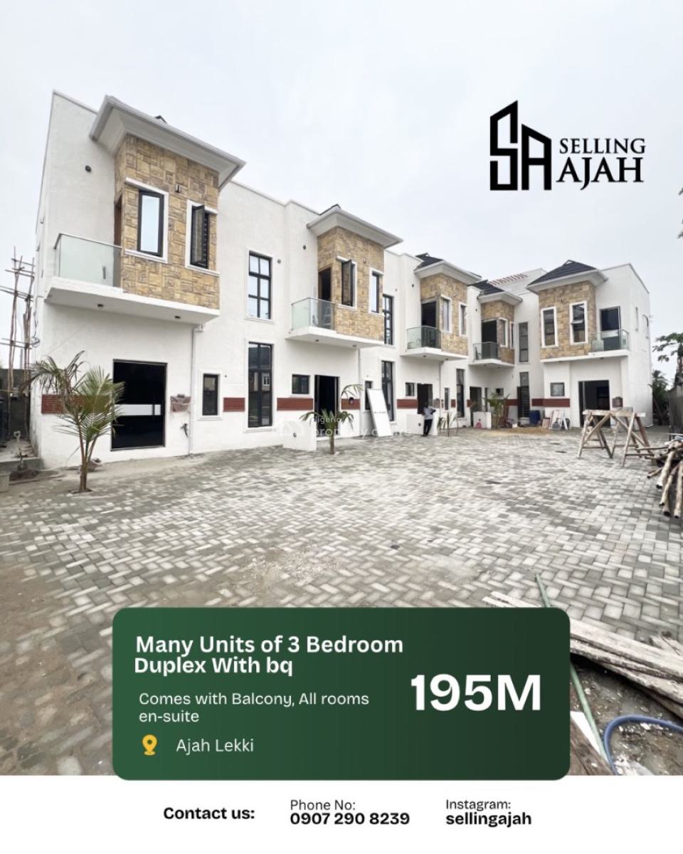 Luxury Smart House Contemporary Brand New 3 Bedroom Terrace Duplex Bq, Okun-ajah, Ajah, Lagos, Terraced Duplex for Sale