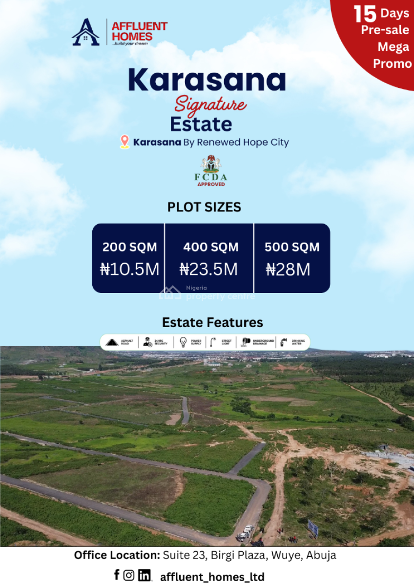 Karsana Signature Estate By Renewed Hope City, Karasana Signature Estate, Karsana, Abuja, Residential Land for Sale