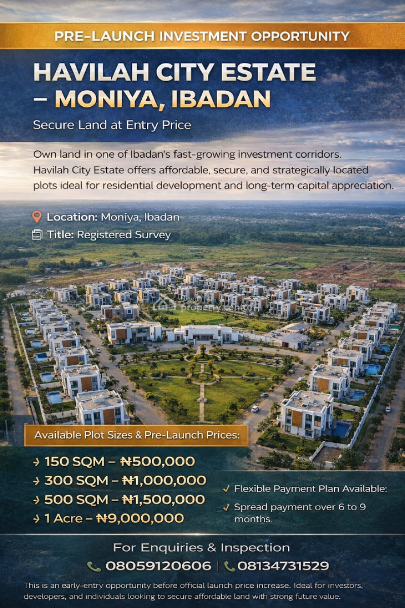 Plots of Land, Havilah City Estate, Moniya, Ibadan, Oyo, Residential Land for Sale