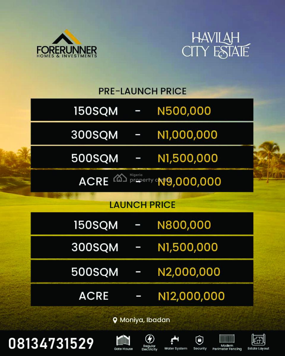 Plots of Land, Havilah City Estate, Moniya, Ibadan, Oyo, Residential Land for Sale