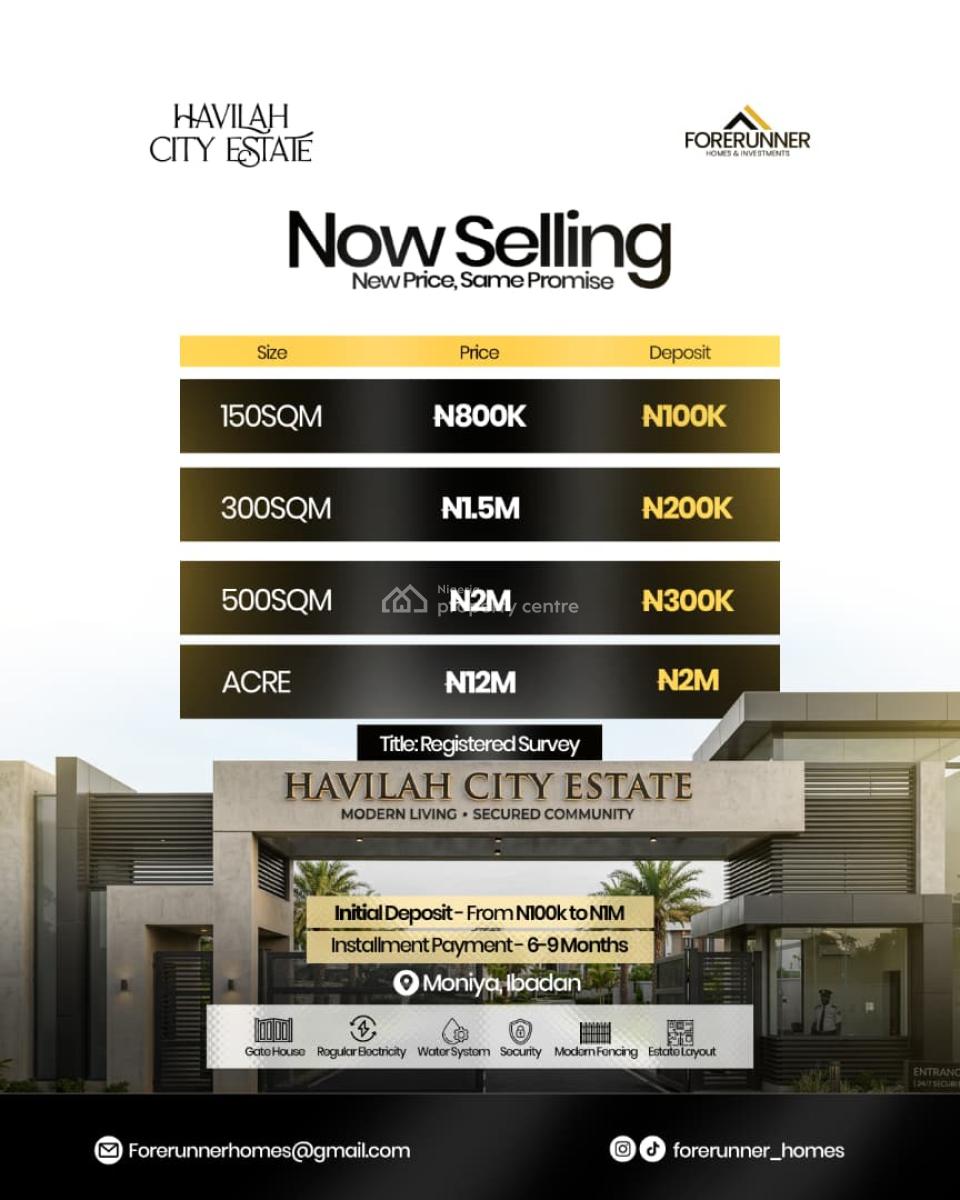 Plots of Land, Havilah City Estate, Moniya, Ibadan, Oyo, Residential Land for Sale