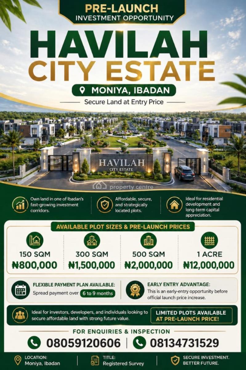 Plots of Land, Havilah City Estate, Moniya, Ibadan, Oyo, Residential Land for Sale