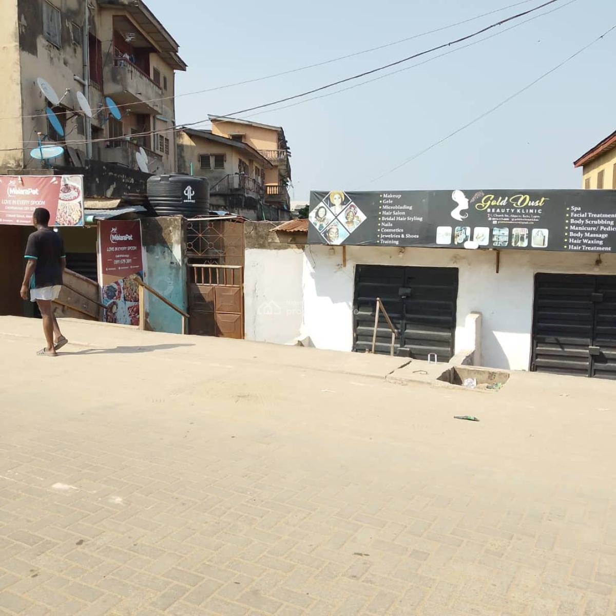 Bungalow on More Than a Full Plot of Dry Land with Four (4) Shops, Str, Location: Church Street, Alapere, Ketu, Lagos, Alapere, Ketu, Lagos, Mixed-use Land for Sale