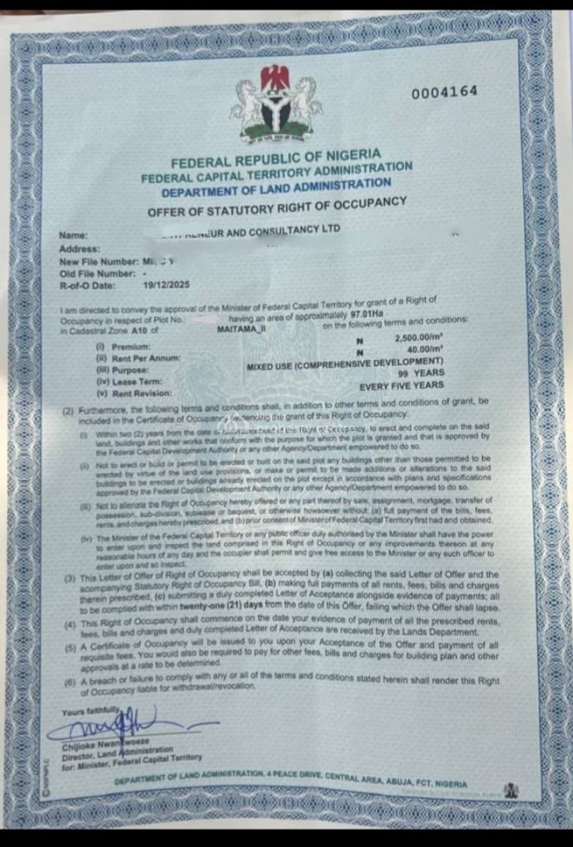 97 Hectares with Cofo, Maitama 2, Maitama District, Abuja, Mixed-use Land for Sale