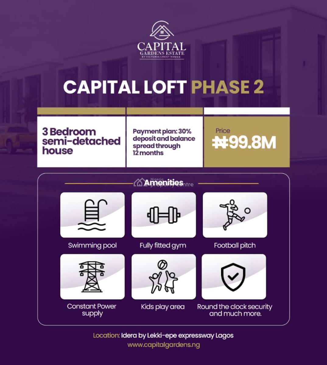 House with C of O, Capital Loft Phase 2, Idera, Lekki - Epe Expressway, Ibeju Lekki, Lagos, Semi-detached Duplex for Sale