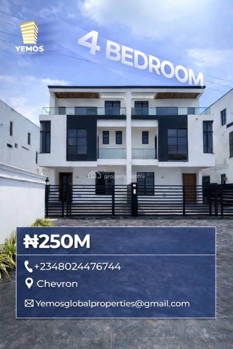 4 Bedroom -semi Detached Duplex, Lekki Second Toll Gate, By Chevron, Lekki, Lagos, House for Sale