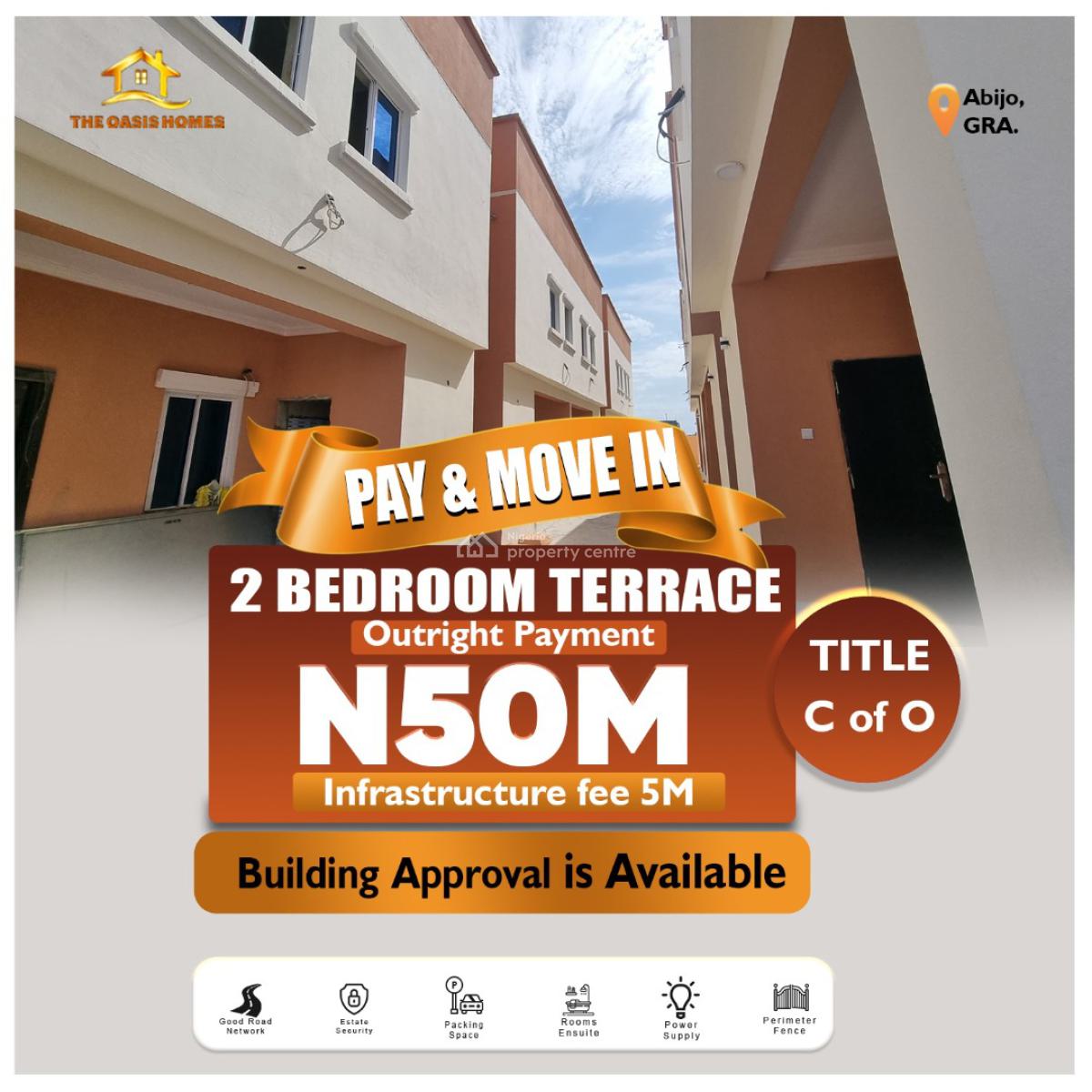 House with C of O at Oasis Homes, Abuja Gra Lekki Epe Expressway, Abijo, Lekki, Lagos, Terraced Duplex for Sale