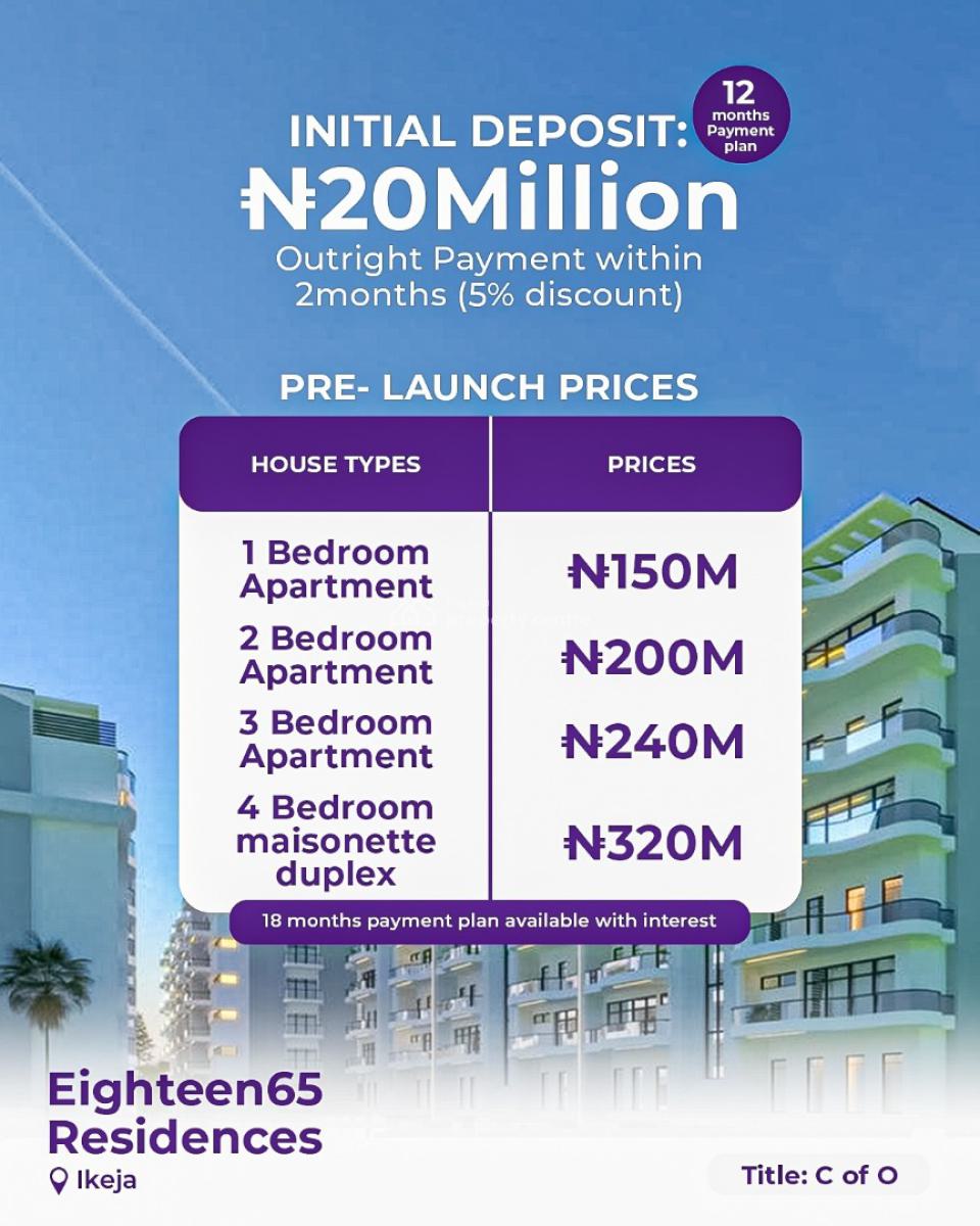 Luxury 3 Bedroom Apartment with Excellent Features, Eighteen65 Residences Ikeja, Ikeja, Lagos, Block of Flats for Sale