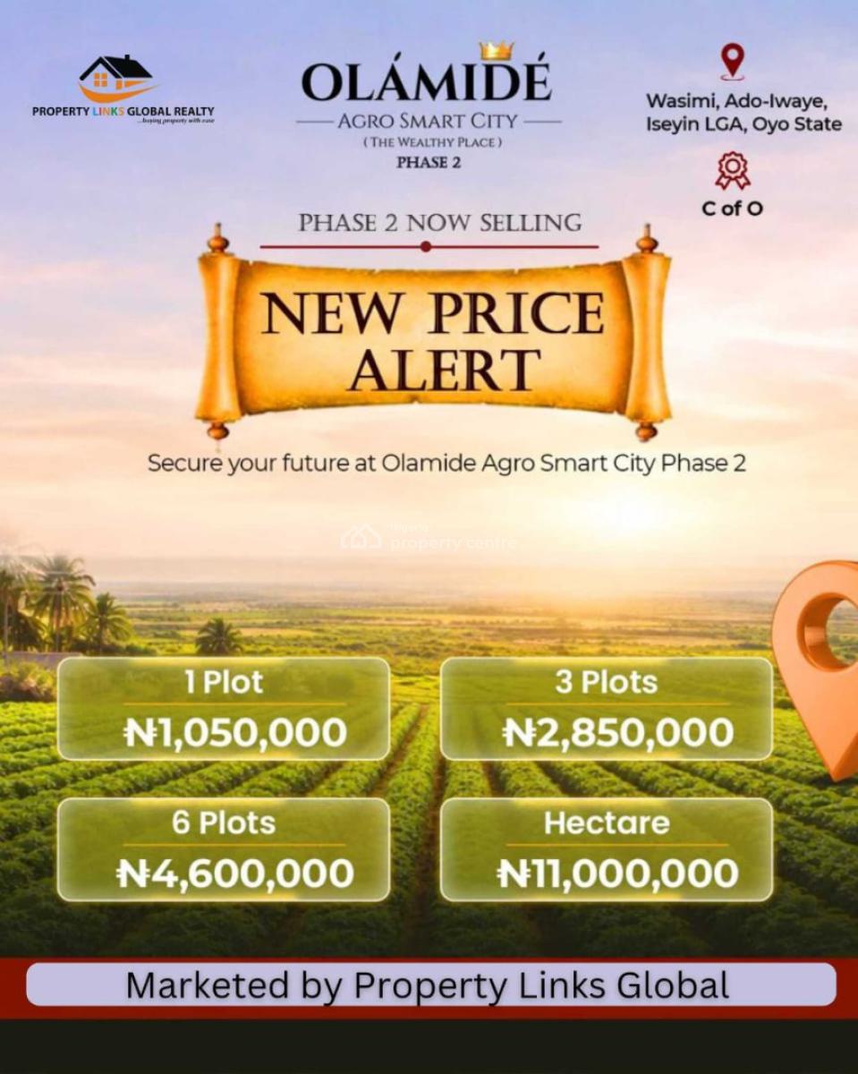 Land with C of O, Olamide Agro Smart City Located at Wasimi Ado Iwaye Iseyin Lga, Ibadan, Oyo, Mixed-use Land for Sale