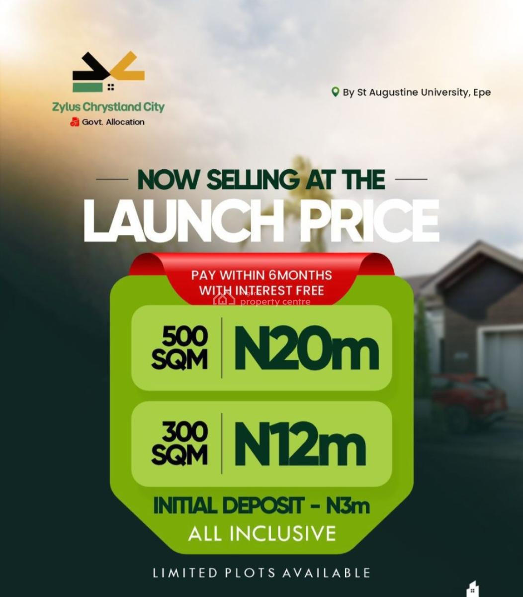 Land with Government Allocation and C of O, Zylus Chrystland City Estate By St. Augustine University, Epe, Lagos, Residential Land for Sale