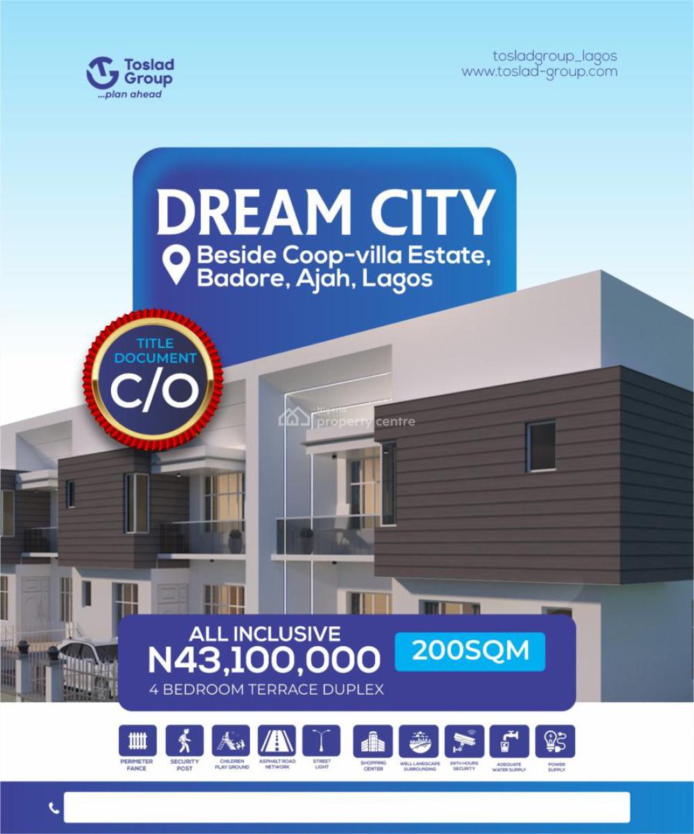 Luxury Plots of Land in Developed Location with C of O Title, Beside Cooperative Villa Estate, Badore, Ajah, Lagos, Mixed-use Land for Sale
