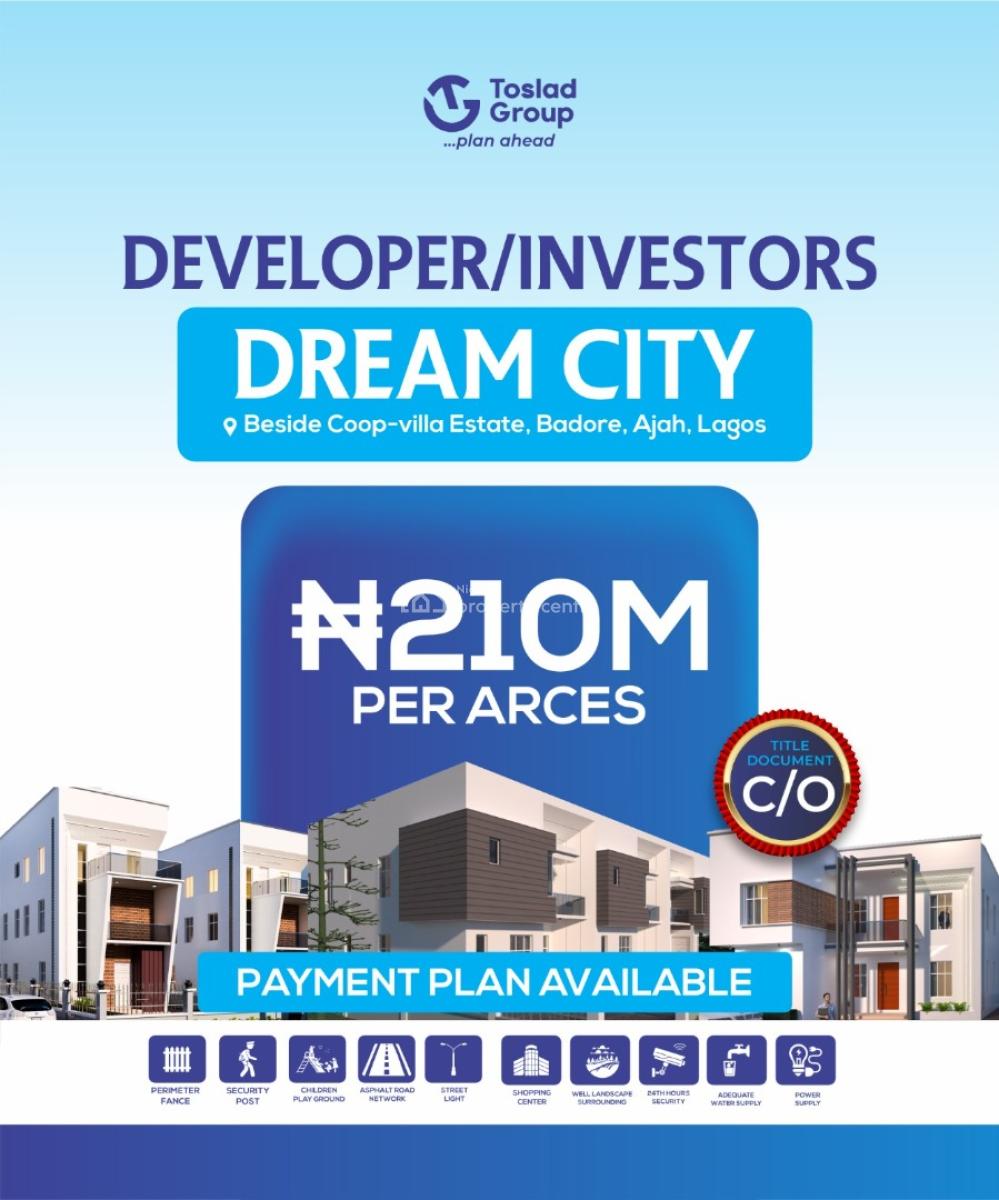 Luxury Plots of Land in Developed Location with C of O Title, Badore, Ajah, Lagos, Mixed-use Land for Sale