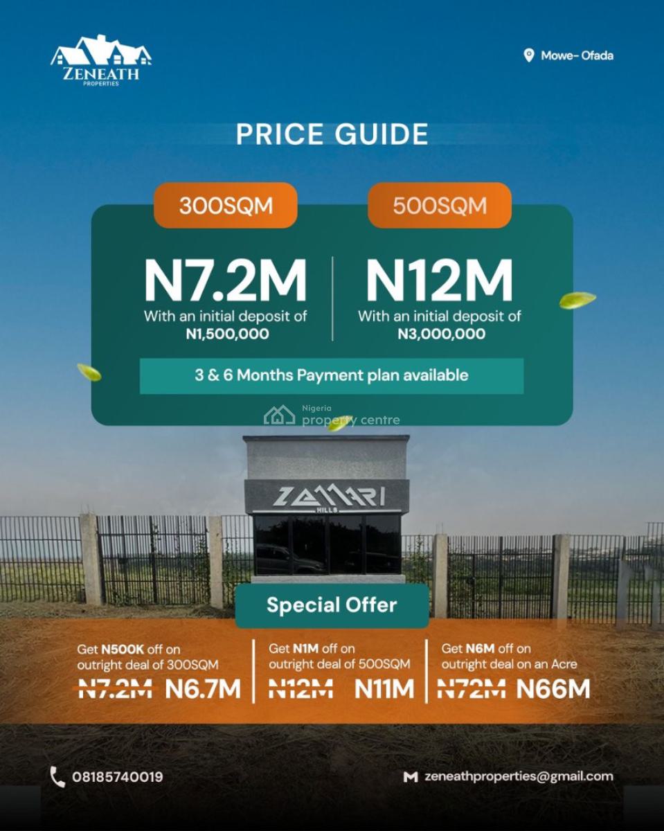 I Present to You, Zamari Hills, Mowe-ofada, Zamari Hills, Mowe Ofada, Ogun, Residential Land for Sale