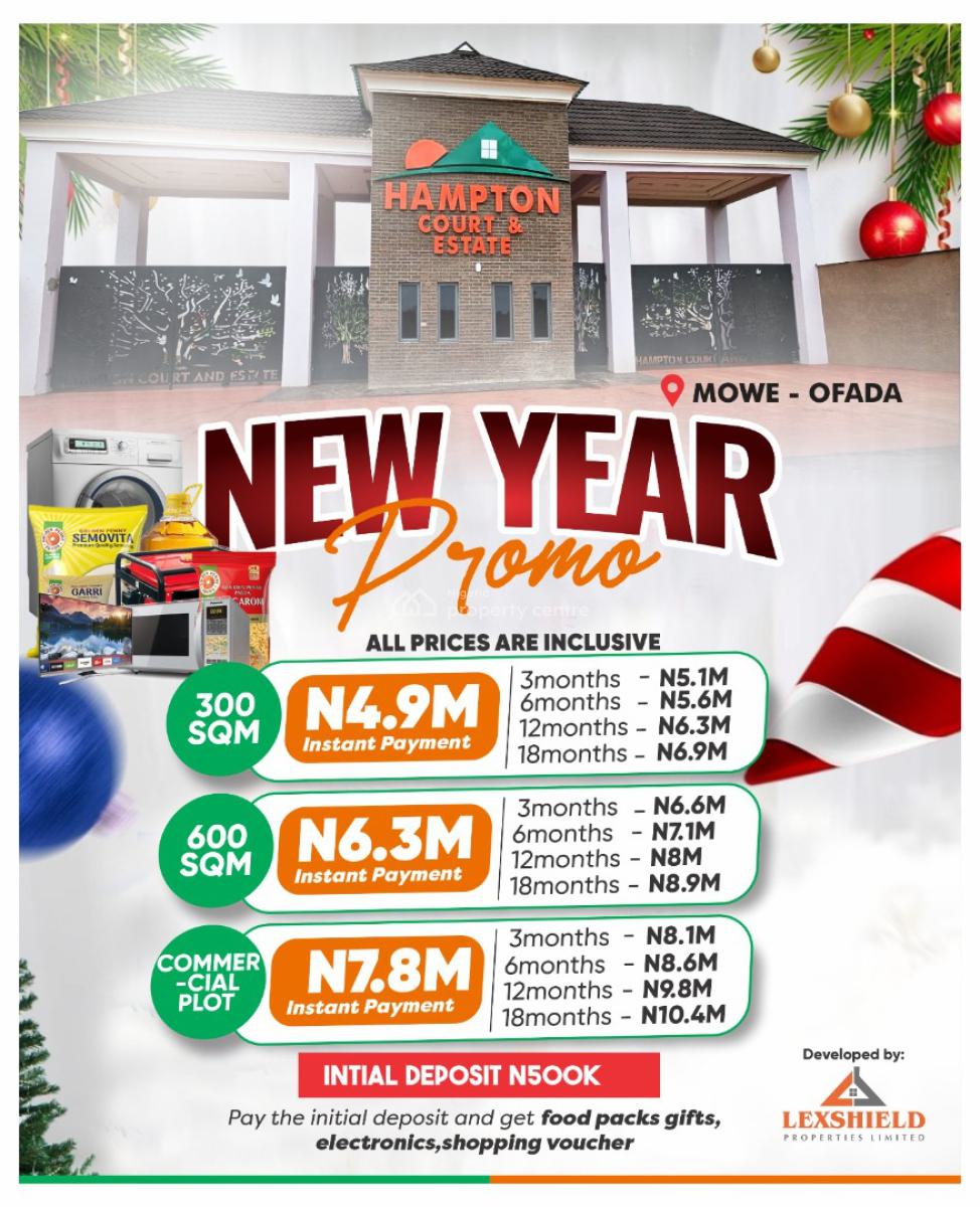 C of O Land Selling Fast, Hampton Court Estate,near Redemption Camp, Mowe Ofada, Ogun, Residential Land for Sale