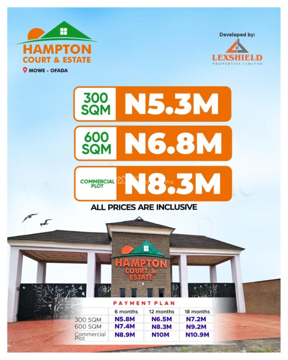 C of O Land Selling Fast, Hampton Court Estate,redemption Camp, Mowe Ofada, Ogun, Residential Land for Sale