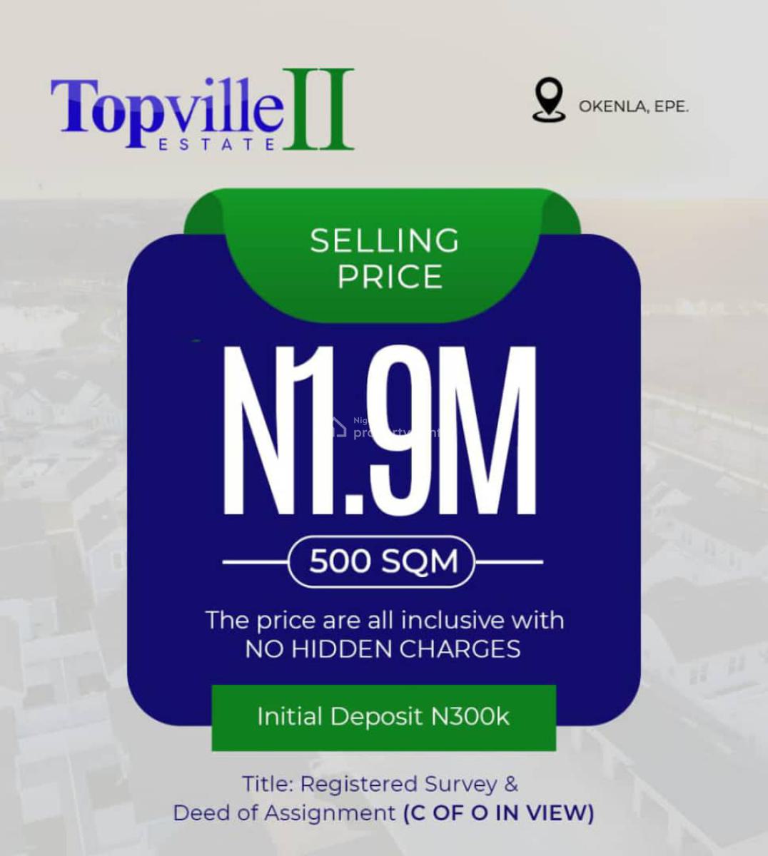 Land with Registered Survey, Topville Estate Phase 2 Located at Okenla Selling Fast, Epe, Lagos, Residential Land for Sale