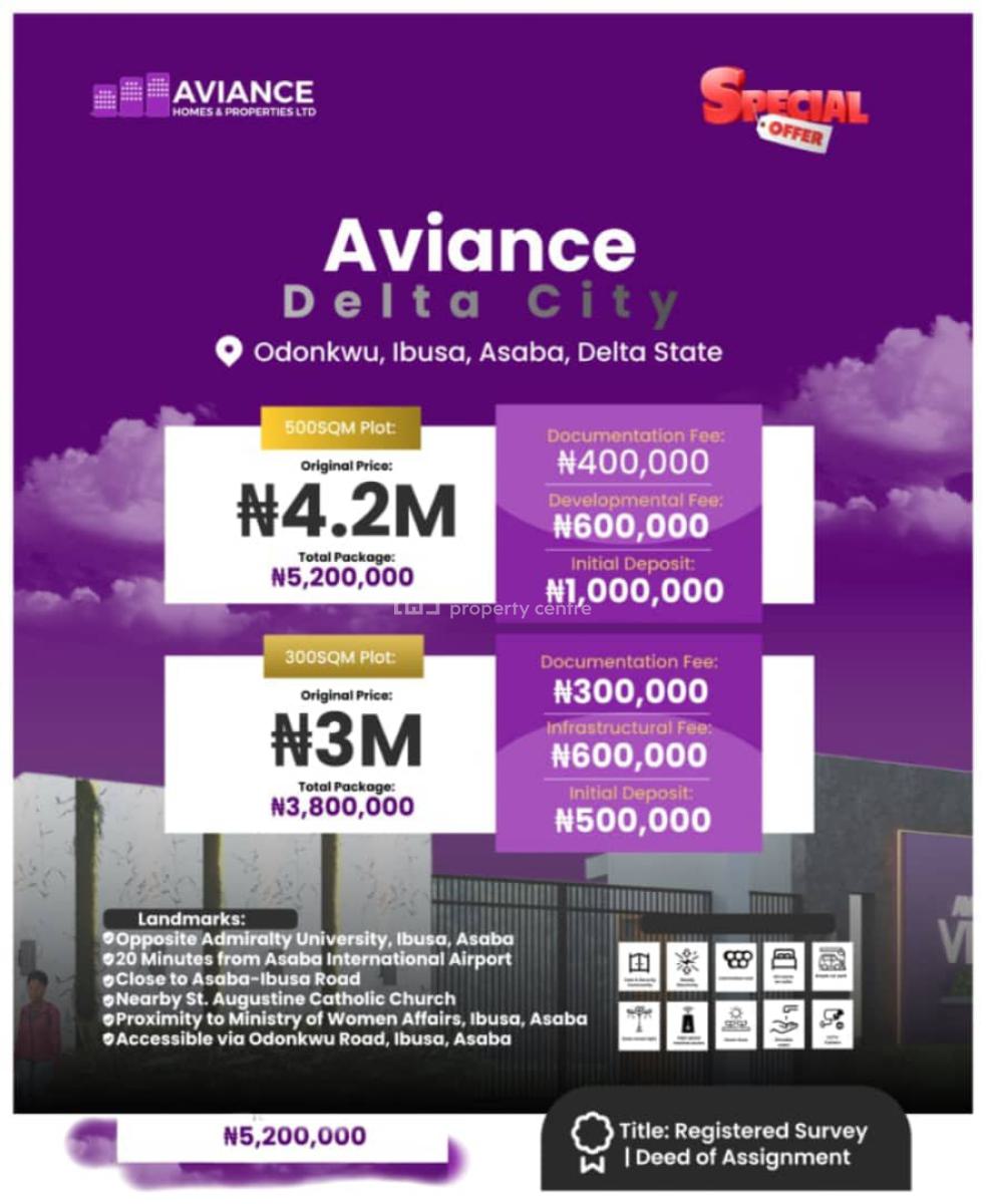 Affordable Land in a Peaceful Environment with Instant Allocation, Aviance Delta City Estate Is Opposite Admiralty University Ibusa, Asaba, Delta, Mixed-use Land for Sale