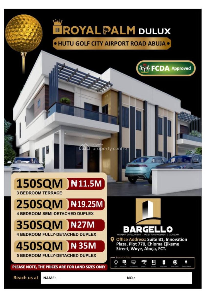 Estate Plots, Royal Palm Dulux,hutu Golf City ,airport Road By Centurary City, Lugbe District, Abuja, Residential Land for Sale