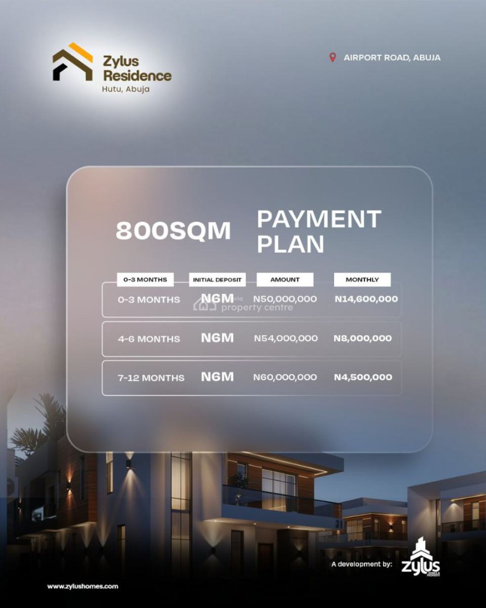 Buy & Build Land with R of O (fda), Zylus Residence, Hutu, Central Business District, Abuja, Residential Land for Sale