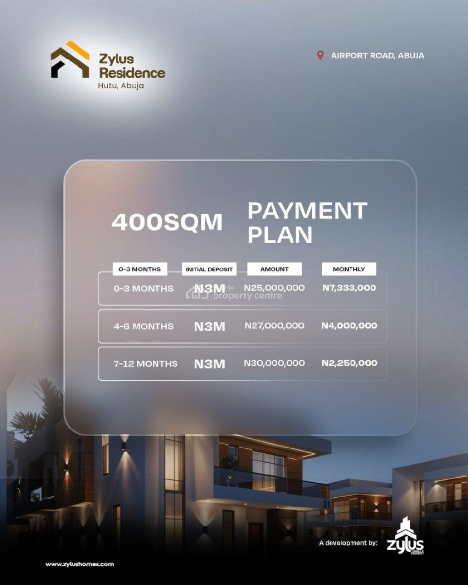 Buy & Build Land with R of O (fda), Zylus Residence, Hutu, Central Business District, Abuja, Residential Land for Sale