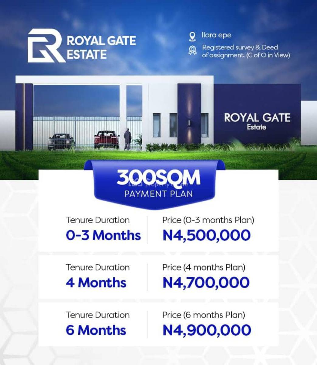 Land with Registered Survey and Deed of Assignments, Royal Gate Estate, Ilara, Epe, Lagos, Mixed-use Land for Sale