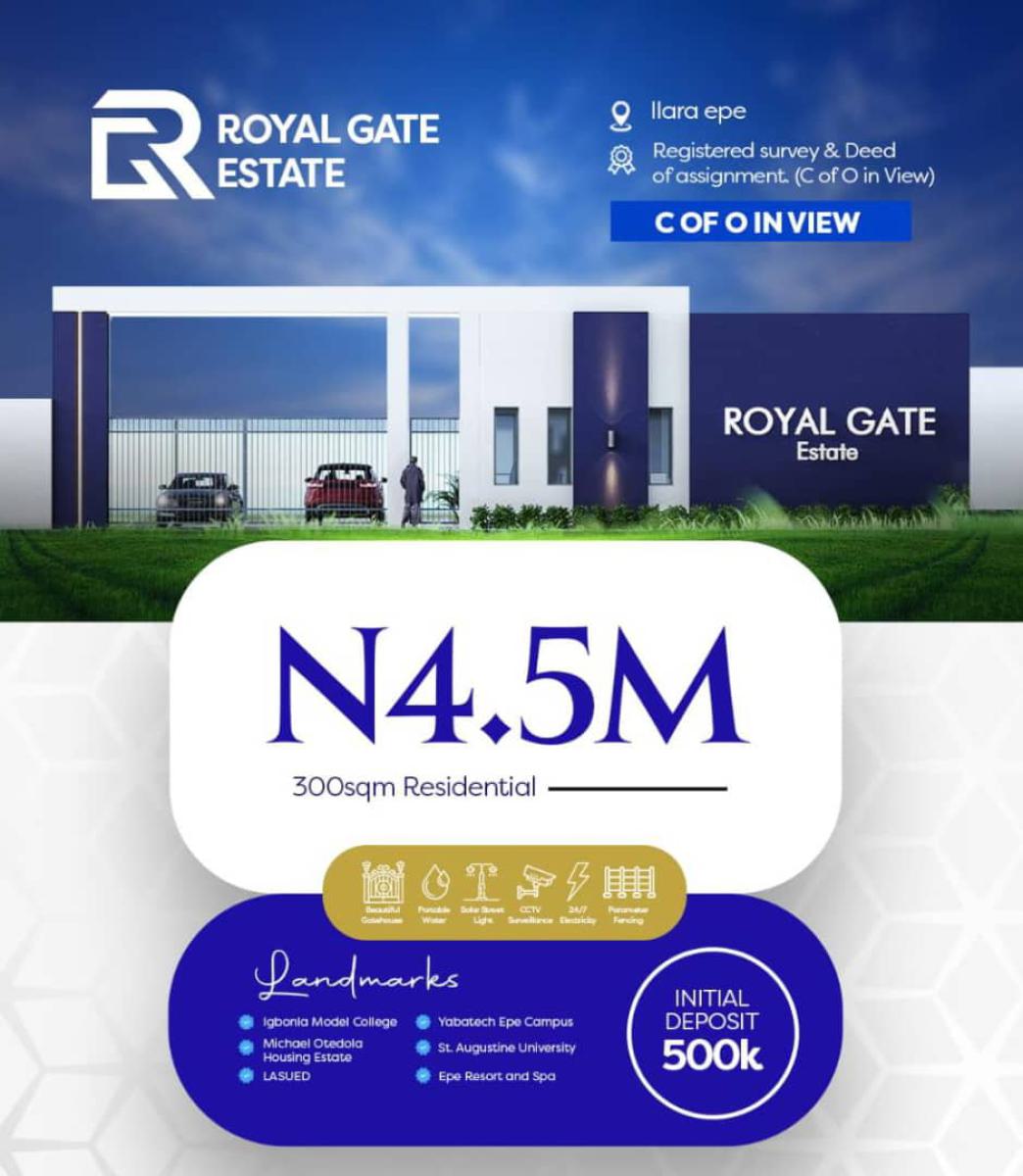 Land with Registered Survey and Deed of Assignments, Royal Gate Estate, Ilara, Epe, Lagos, Mixed-use Land for Sale