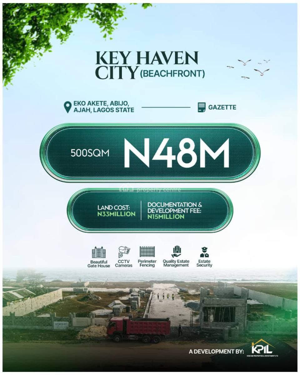 Beach Front Estate with Gazette, Key Haven City (beachfront) Located at Eko-akete Abijo, Ajah, Lagos, Mixed-use Land for Sale