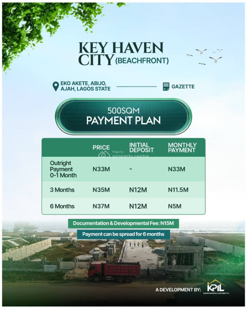 Beach Front Estate with Gazette, Key Haven City (beachfront) Located at Eko-akete Abijo, Ajah, Lagos, Mixed-use Land for Sale