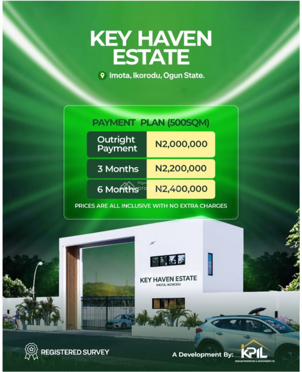 Verified Land with Registered Survey, Key Haven Estate, Imota, Ikorodu, Lagos, Mixed-use Land for Sale