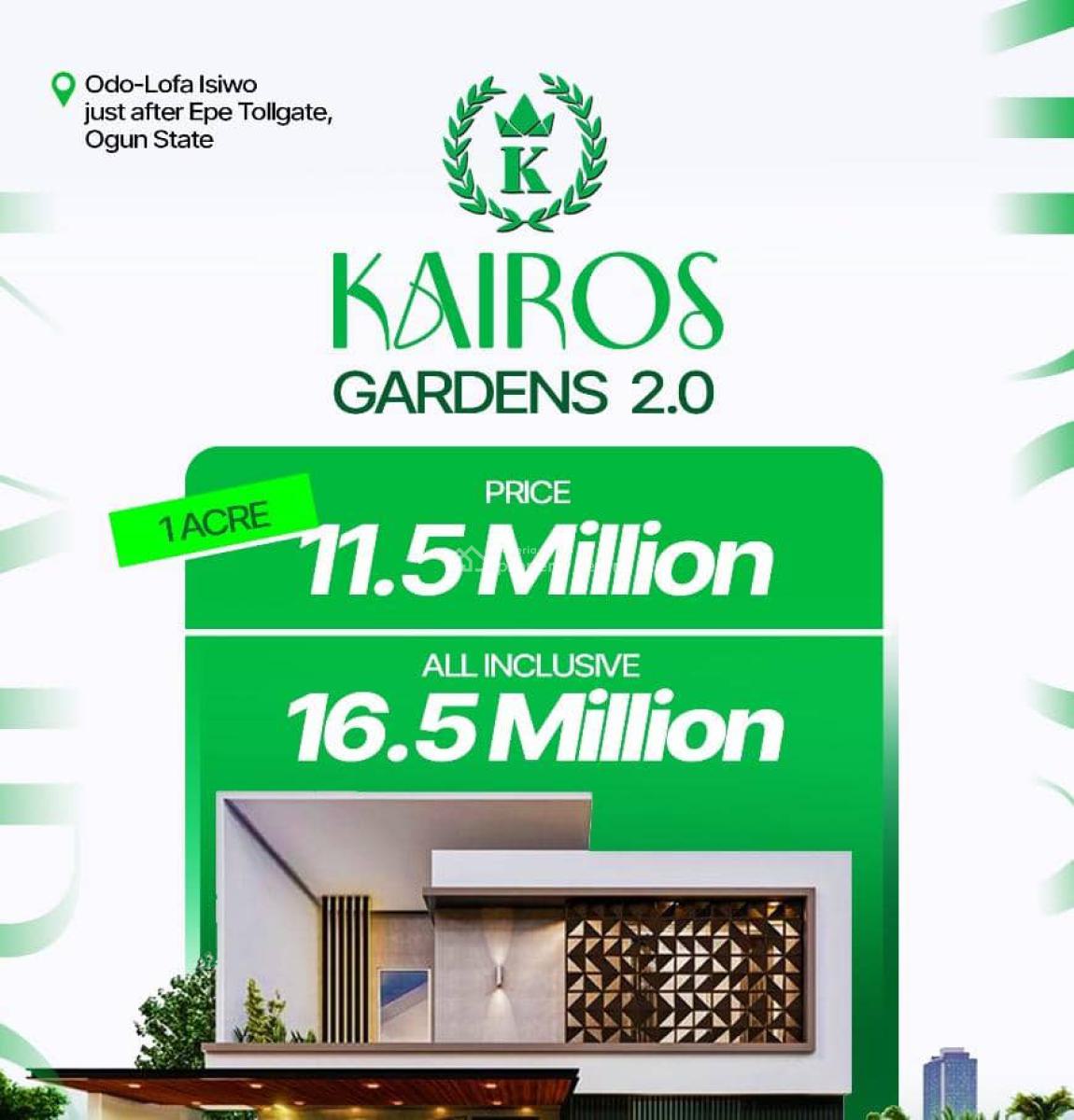 an Acre of Land with C of O in View, Kairos Gardens 2.0 Located at Odo Lofa Isiwo Just After Epe Tollgate, Km 46, Ogun, Mixed-use Land for Sale