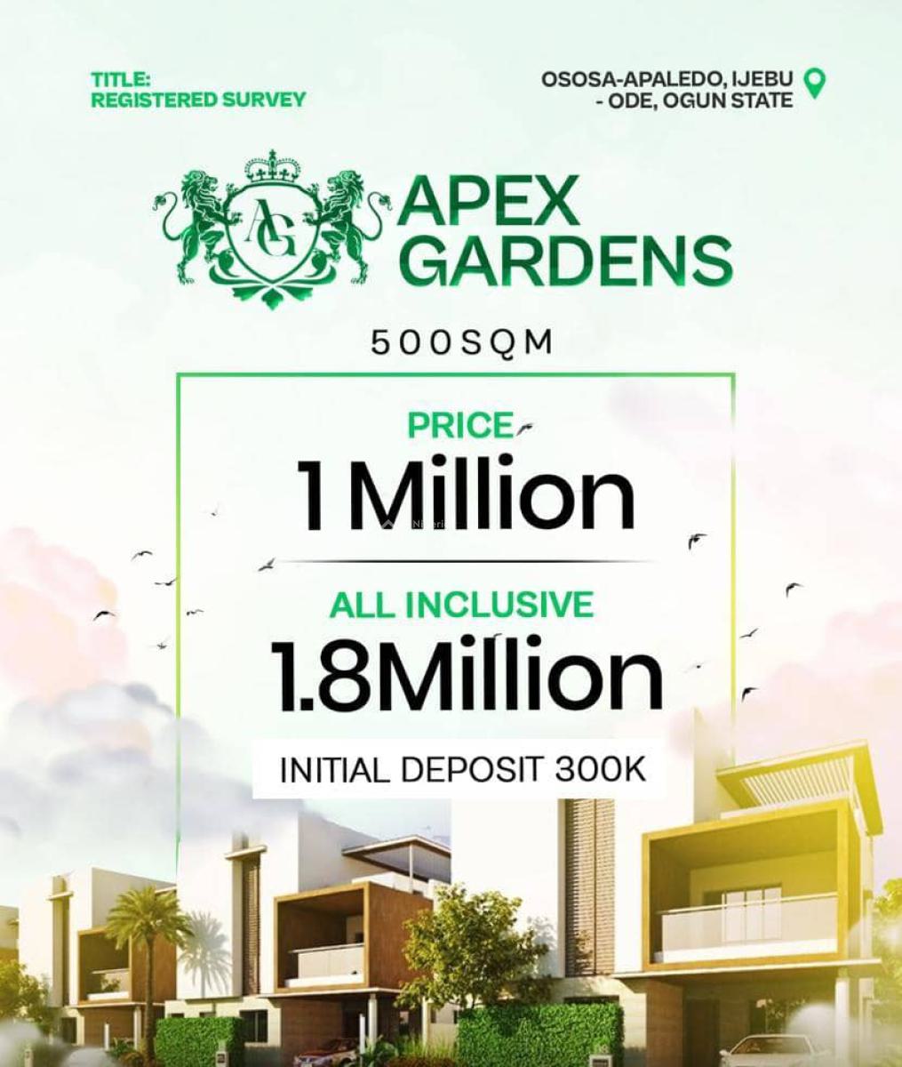 Land with Registered Survey and Deed of Assignments, Apex Gardens Located at Apa Aledo Osasa Ijebu-ode Off Itokin Road, Km 46, Ogun, Mixed-use Land for Sale