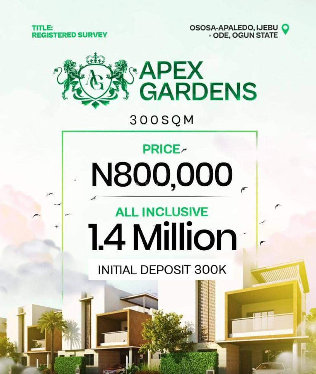 Land with Perimeter Fencing and Easy Access Road, Apex Gardens Located at Apa Aledo Osasa Ijebu-ode Off Itokin Road, Km 46, Ogun, Residential Land for Sale