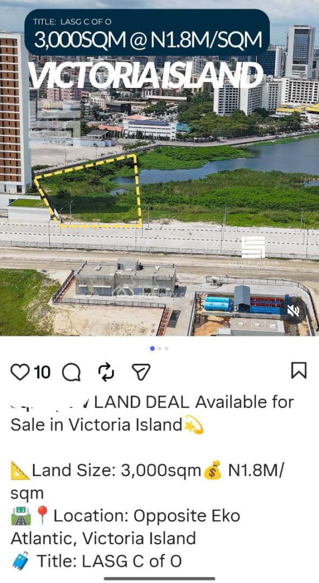 Land 3000sqm, Ahmadu Bello Beginning of Coastal Road, Victoria Island (vi), Lagos, Mixed-use Land for Sale