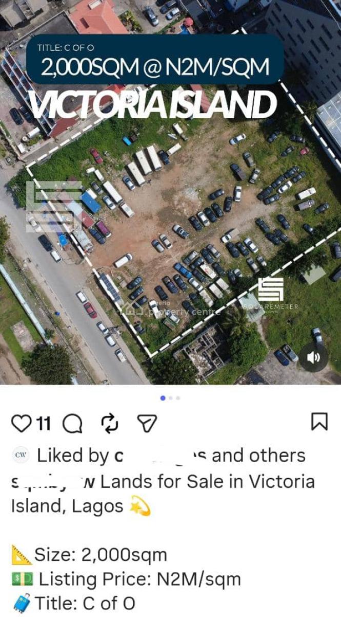 Land 2000sqm, Victoria Island (vi), Lagos, Land for Sale