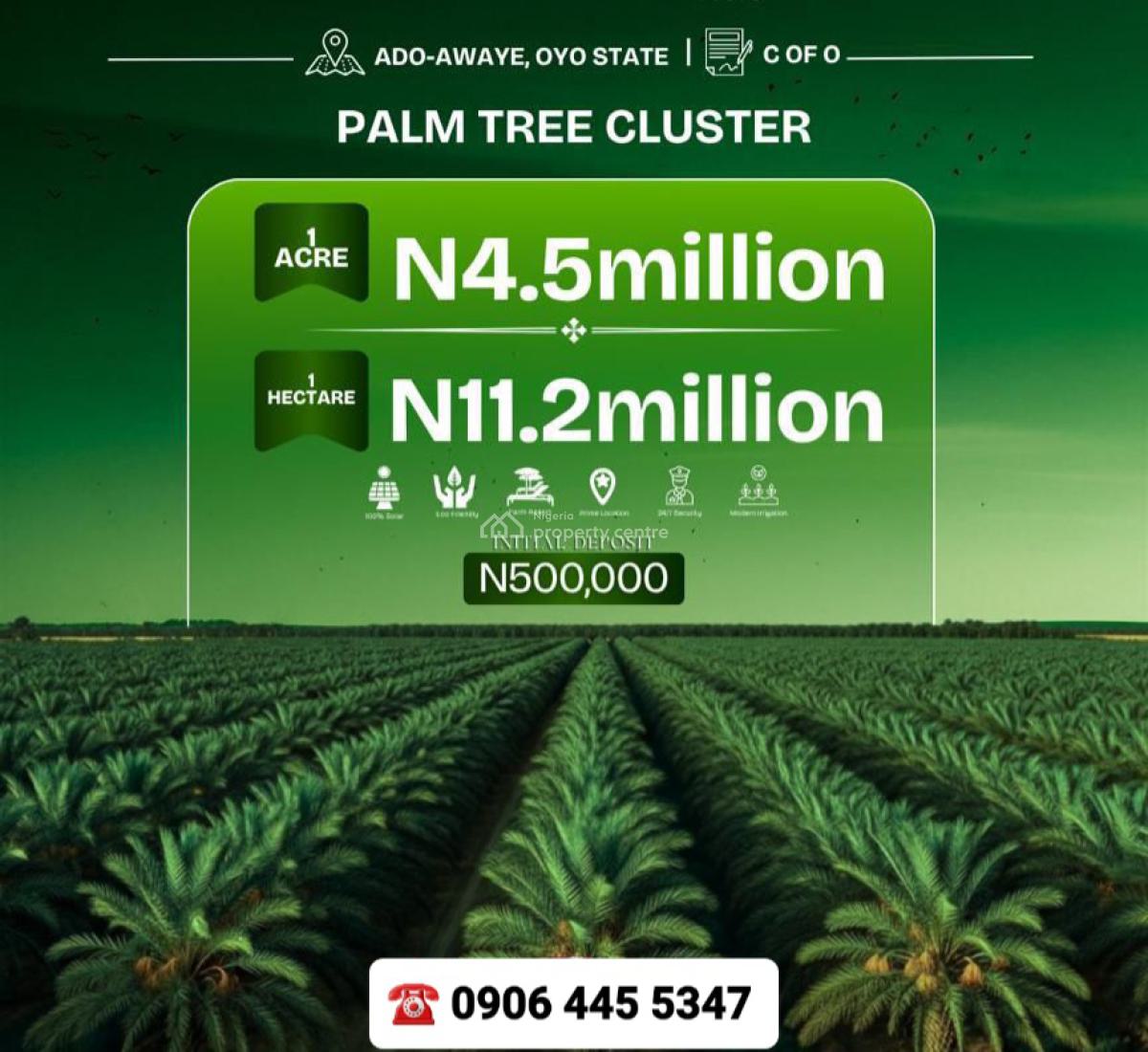 C of O Acres and Hectares of Cashcrop Farmland, Ado-awaye, Iseyin, Oyo, Land for Sale