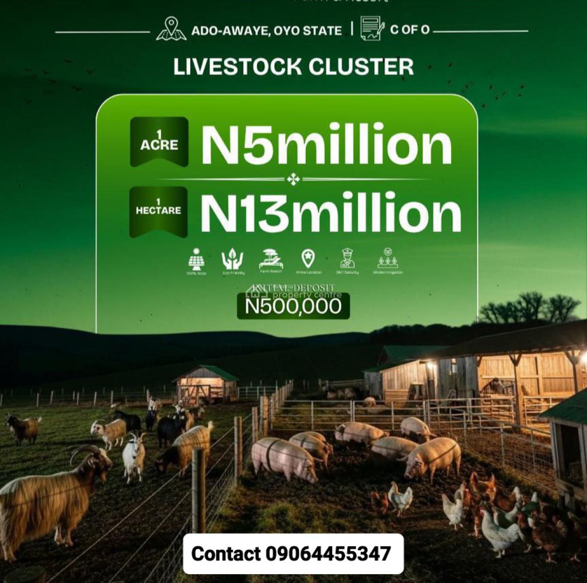 C of O Acres and Hectares of Cashcrop Farmland, Ado-awaye, Iseyin, Oyo, Land for Sale