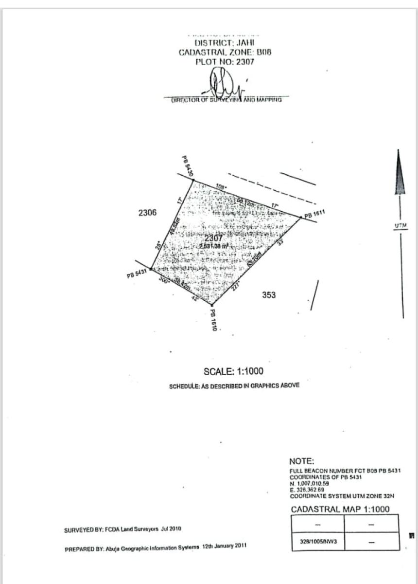 2500sqm of a Residential Land in Jahi, Jahi, Abuja, Residential Land for Sale