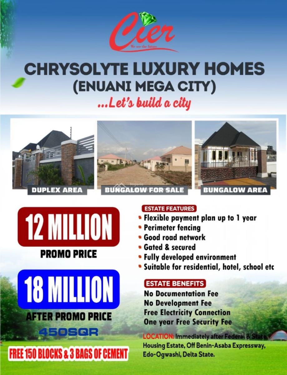Luxury C of O Estate in Gated Serene Location, Chrysolyte Luxury Home Estate,beside Federal Housing Estate,asaba, Asaba, Delta, Mixed-use Land for Sale