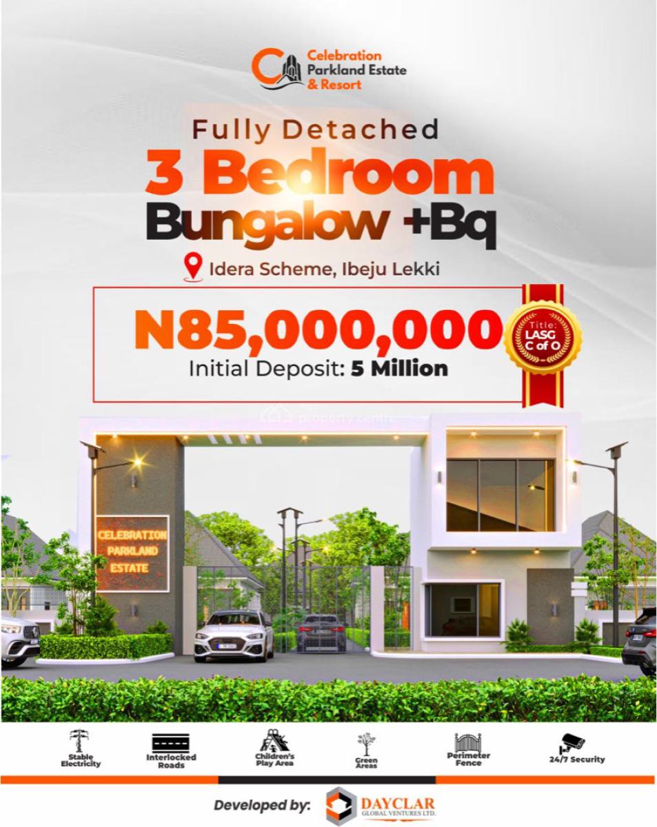 3bedroom Bungalows  Fully Detected in Ibeju Lekki, Celebration Park  Idera Scheme, Ibeju-lekki., Ibeju Lekki, Lagos, Detached Bungalow for Sale