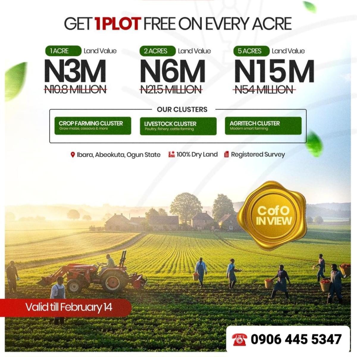 Plots and Acres of Farmlands, Ilewo-orile, Ibara, Abeokuta North, Ogun, Commercial Land for Sale
